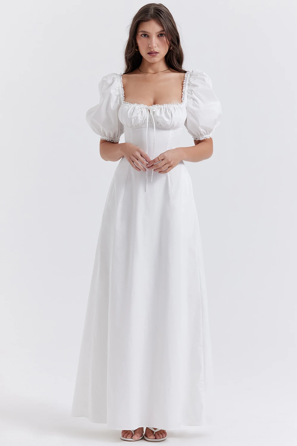 White Puff Sleeve Sundress 3 White Puff Sleeve Sundress – Bild 3