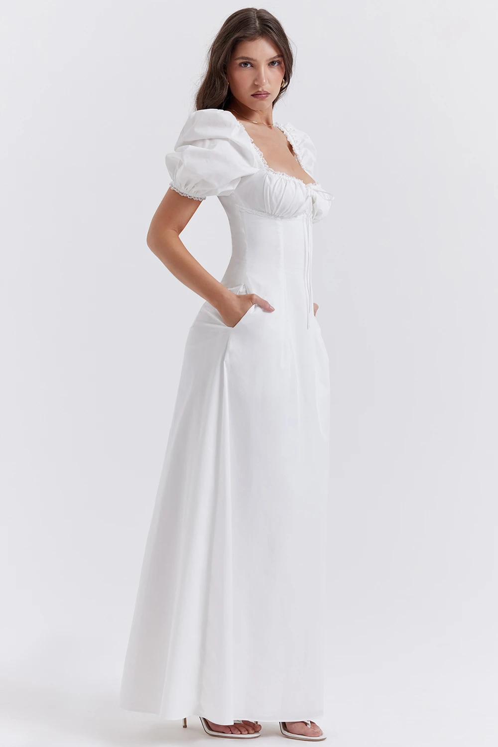 White Puff Sleeve Sundress 8 White Puff Sleeve Sundress – Bild 8