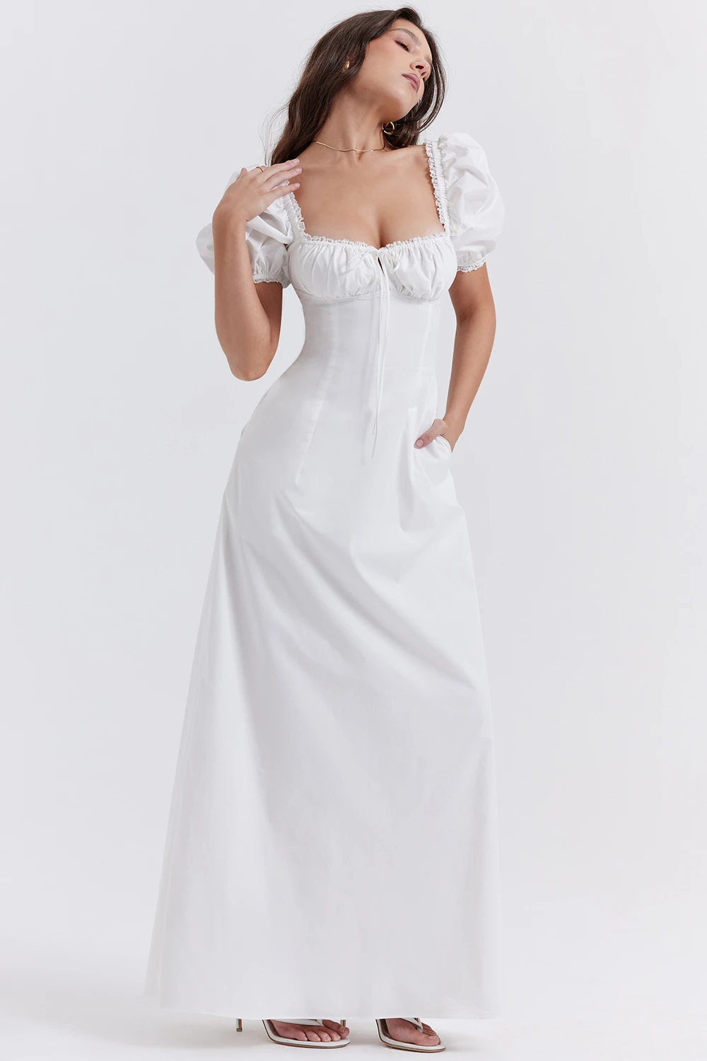 White Puff Sleeve Sundress 7 White Puff Sleeve Sundress – Bild 7