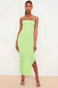 Lime Organza Mesh Maxi Dress -Pinkyy Kleider Geschaft fornarina 1