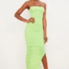 Lime Organza Mesh Maxi Dress