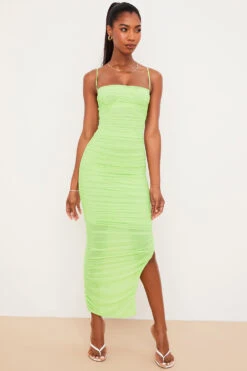 Lime Organza Mesh Maxi Dress -Pinkyy Kleider Geschaft fornarina 3