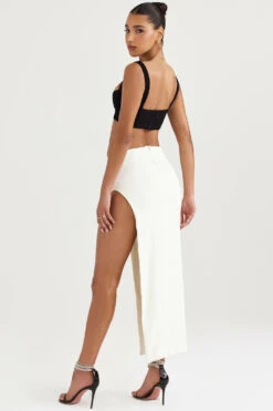 Ivory Thigh Split Midi Skirt -Pinkyy Kleider Geschaft francesca 6r