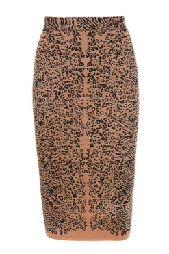 Leopard Print Midi Length Bandage Skirt