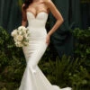 Ivory Satin Strapless Bridal Gown