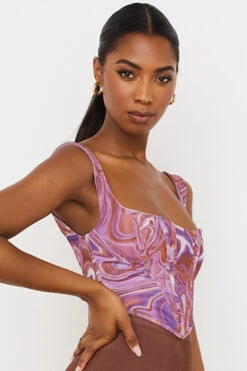 Purple Swirl Print Mesh Corset 16 Purple Swirl Print Mesh Corset -Pinkyy Kleider Geschaft gloriette 4t