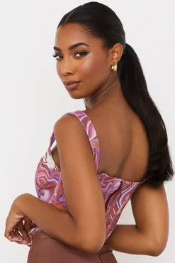 Purple Swirl Print Mesh Corset 18 Purple Swirl Print Mesh Corset -Pinkyy Kleider Geschaft gloriette 6t