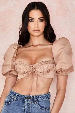Camel Puff Sleeve Bralet