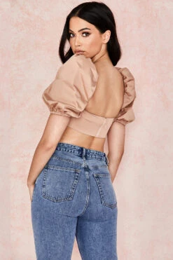 Camel Puff Sleeve Bralet -Pinkyy Kleider Geschaft hedy 8