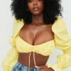 Lemon Floral Shirred Bralette Top