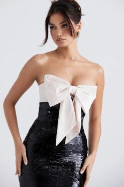 Black Sequin Strapless Bow Dress -Pinkyy Kleider Geschaft holly 5