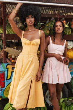 Soft Peach Bow Mini Dress -Pinkyy Kleider Geschaft houseofcb 4591