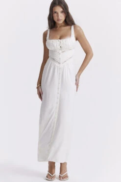 Ivory Real Silk Maxi Dress -Pinkyy Kleider Geschaft illiana 2