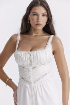 Ivory Real Silk Maxi Dress -Pinkyy Kleider Geschaft illiana 4