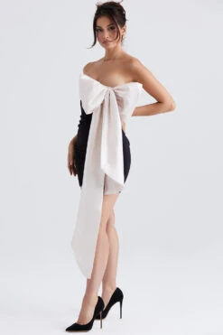 Black & Ivory Bow Mini Dress -Pinkyy Kleider Geschaft jana 11