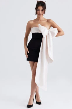Black & Ivory Bow Mini Dress -Pinkyy Kleider Geschaft jana 4