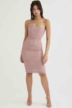 Blush Strapless Ruched Midi Dress -Pinkyy Kleider Geschaft julianna 2