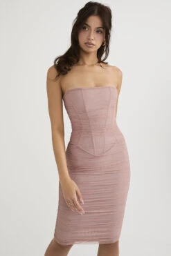 Blush Strapless Ruched Midi Dress -Pinkyy Kleider Geschaft julianna 6