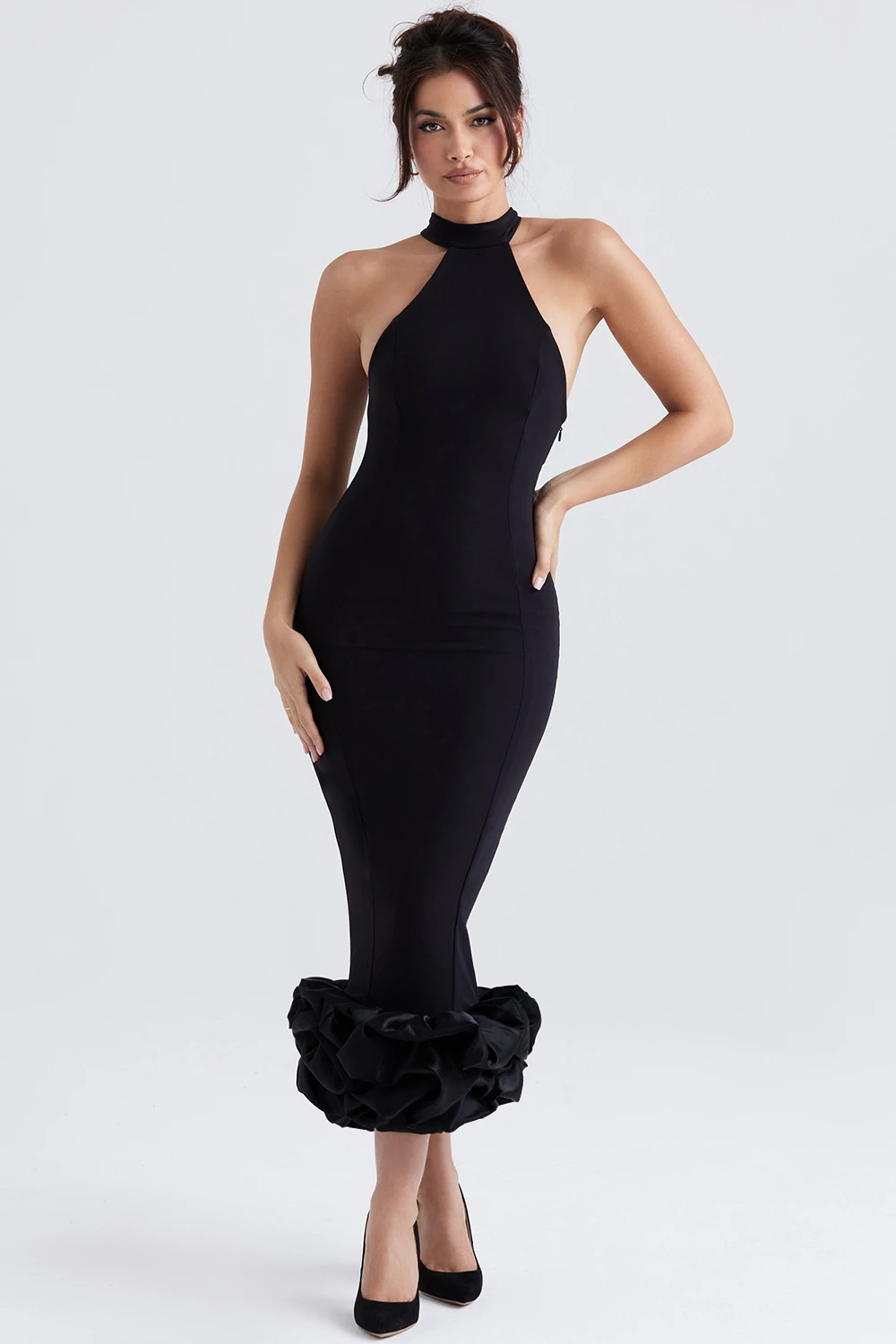 Black Peplum Midi Dress 1 Black Peplum Midi Dress