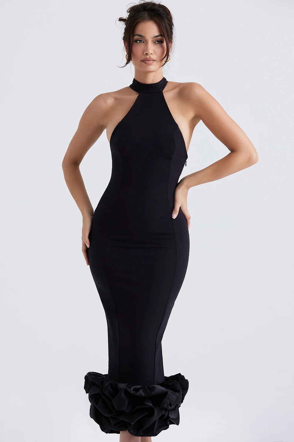 Black Peplum Midi Dress 4 Black Peplum Midi Dress – Bild 4