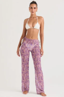 Violet Floral Cutout Trousers -Pinkyy Kleider Geschaft keala 1
