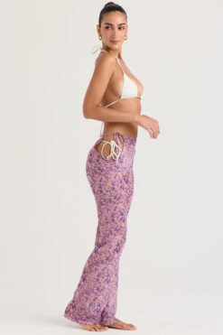 Violet Floral Cutout Trousers -Pinkyy Kleider Geschaft keala 4