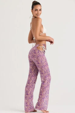 Violet Floral Cutout Trousers -Pinkyy Kleider Geschaft keala 6