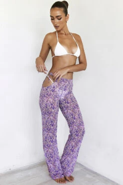 Violet Floral Cutout Trousers -Pinkyy Kleider Geschaft keala vf11