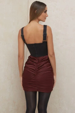 Raisin Satin Ruched Mini Skirt -Pinkyy Kleider Geschaft keeley 8