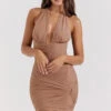 Hazelnut Gathered Mini Dress