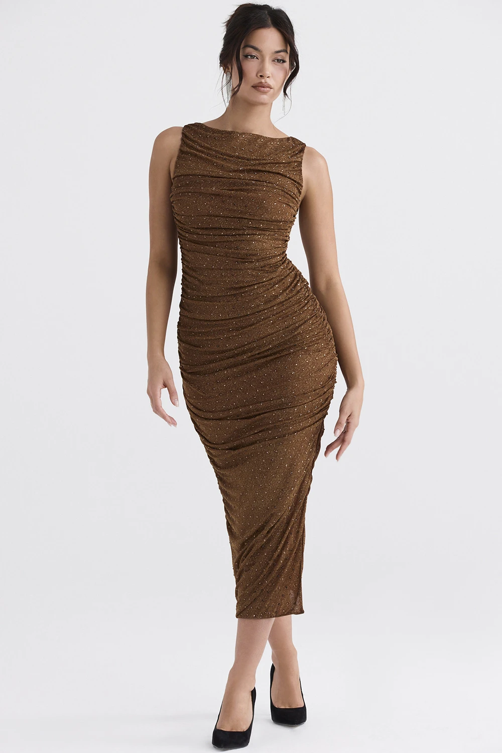 Coffee Crystallised Maxi Dress 1 Coffee Crystallised Maxi Dress