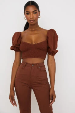 Cocoa Puff Sleeve Cropped Top -Pinkyy Kleider Geschaft lavanna 4