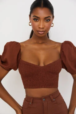 Cocoa Puff Sleeve Cropped Top -Pinkyy Kleider Geschaft lavanna 6