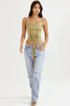 Olive Satin Lace Up Corset 12 Olive Satin Lace Up Corset -Pinkyy Kleider Geschaft letitia 2