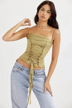 Olive Satin Lace Up Corset 13 Olive Satin Lace Up Corset -Pinkyy Kleider Geschaft letitia 3