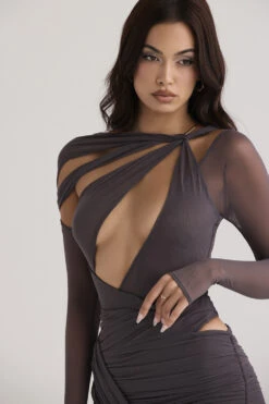 Shadow Asymmetric Cutout Bodysuit -Pinkyy Kleider Geschaft lilah 1