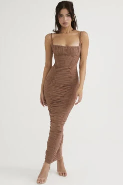 Mocha Corset Maxi Dress