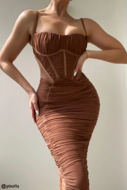 Mocha Corset Maxi Dress 22 Mocha Corset Maxi Dress -Pinkyy Kleider Geschaft lilian m87