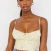 Lemon Ditsy Floral Gathered Bustier Top