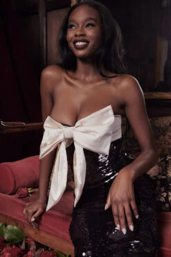 Black Sequin Strapless Bow Dress -Pinkyy Kleider Geschaft look 01 0183