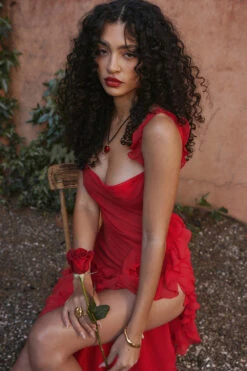 Cherry Ruffle Maxi Dress -Pinkyy Kleider Geschaft look 04 3112