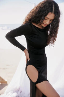 Black Cutout Maxi Dress -Pinkyy Kleider Geschaft look 09 5763