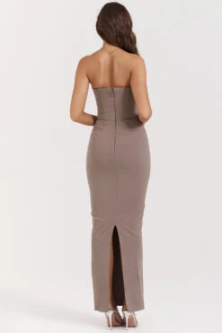 Taupe Strapless Corset Maxi Dress -Pinkyy Kleider Geschaft lucia 12