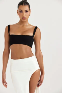 Black Pleated Bandeau Top