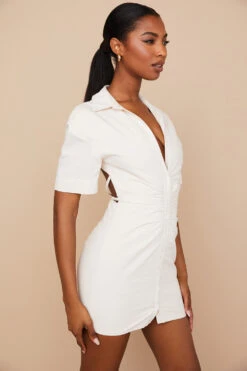 Beige Open Back Shirt Dress 18 Beige Open Back Shirt Dress -Pinkyy Kleider Geschaft luisa 8