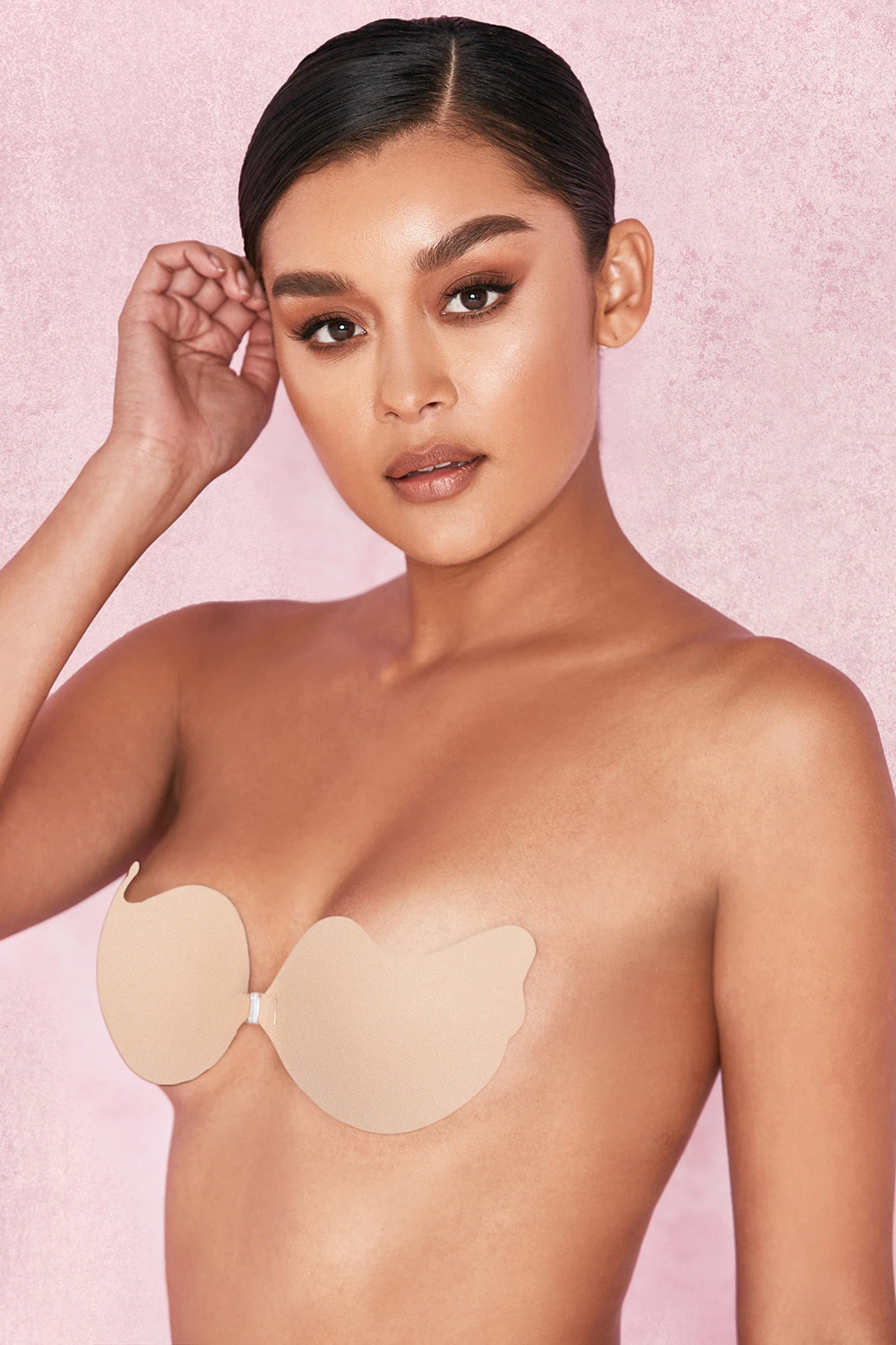 Front Fastening Moulded Microfibre 'V' Bra - Beige 1 Front Fastening Moulded Microfibre 'V' Bra - Beige