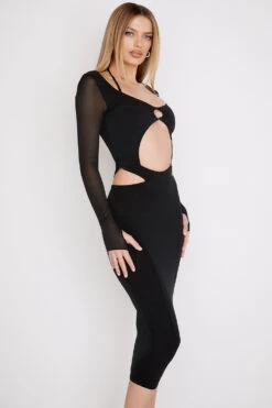 Black Cutout Midi Dress -Pinkyy Kleider Geschaft marina 3