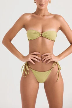 Olive Tie Side Bikini Bottom