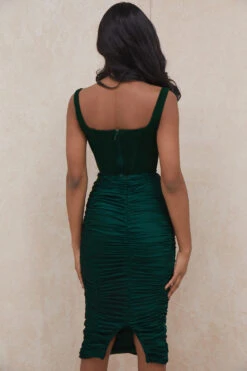 Emerald Green Ruched Midi Skirt -Pinkyy Kleider Geschaft mera 13b