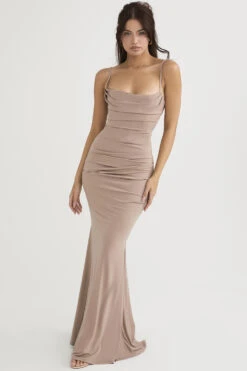 Almond Jersey Corset Maxi Dress